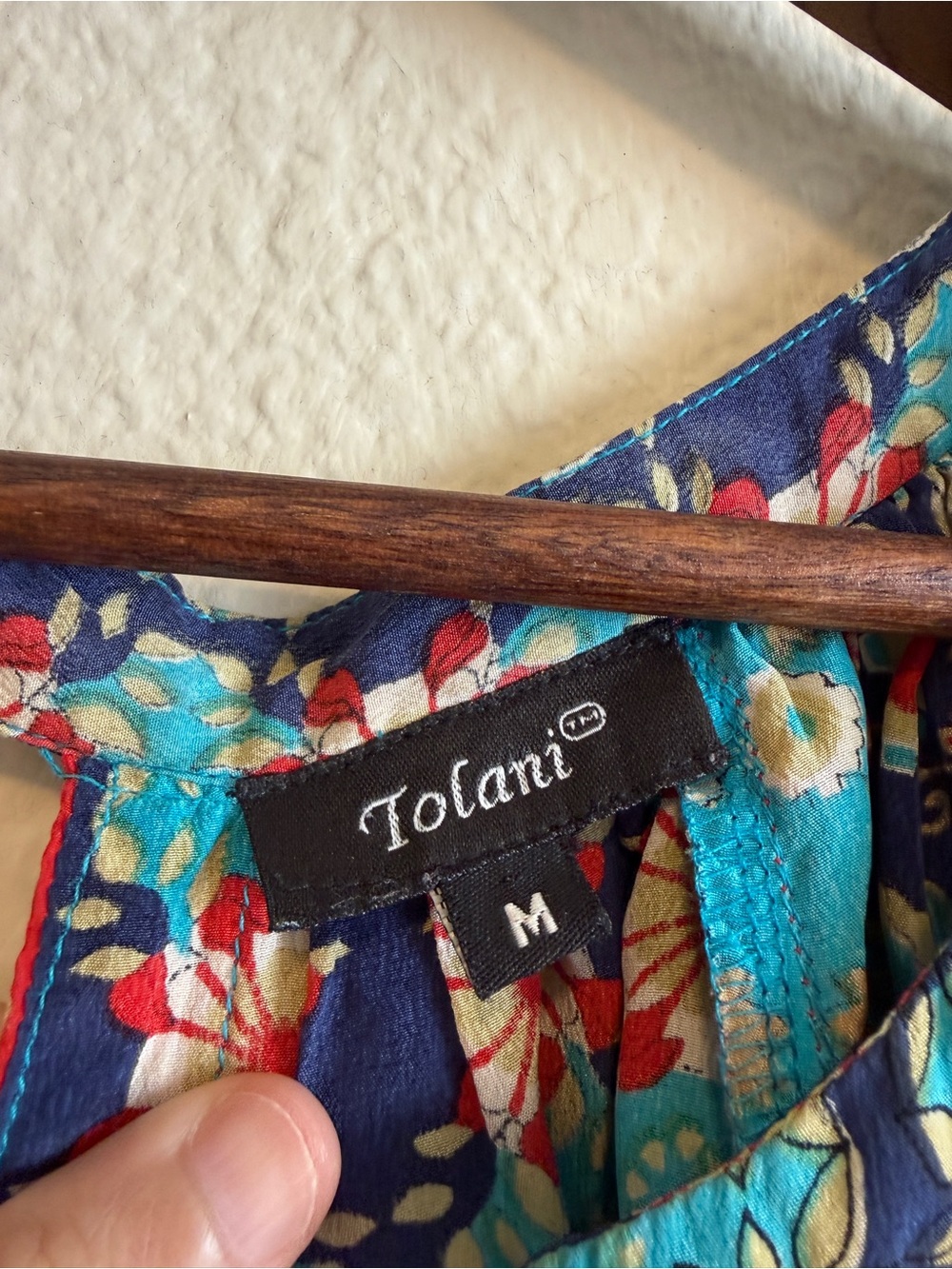 Tolani Turquoise Floral Print Silk Blouse-size M - Picture 3 of 10